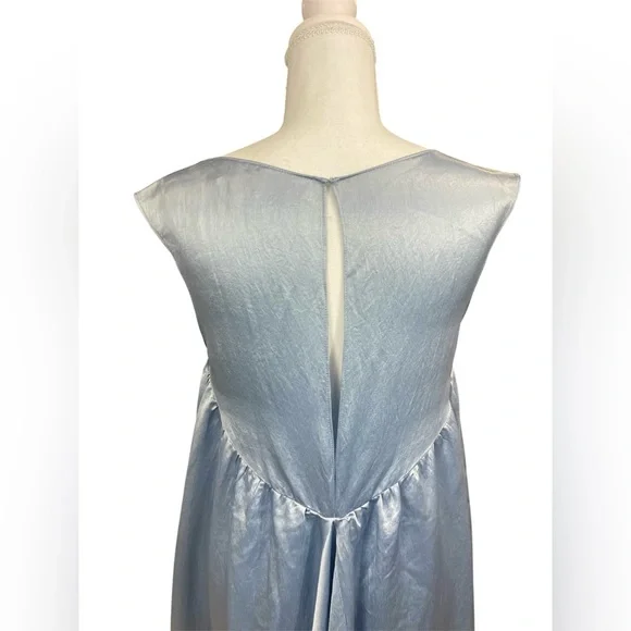 Collina Strada Dara Light Blue Satin Midi Dress Drapey Asymmetric Avant Garde - Picture 14 of 16